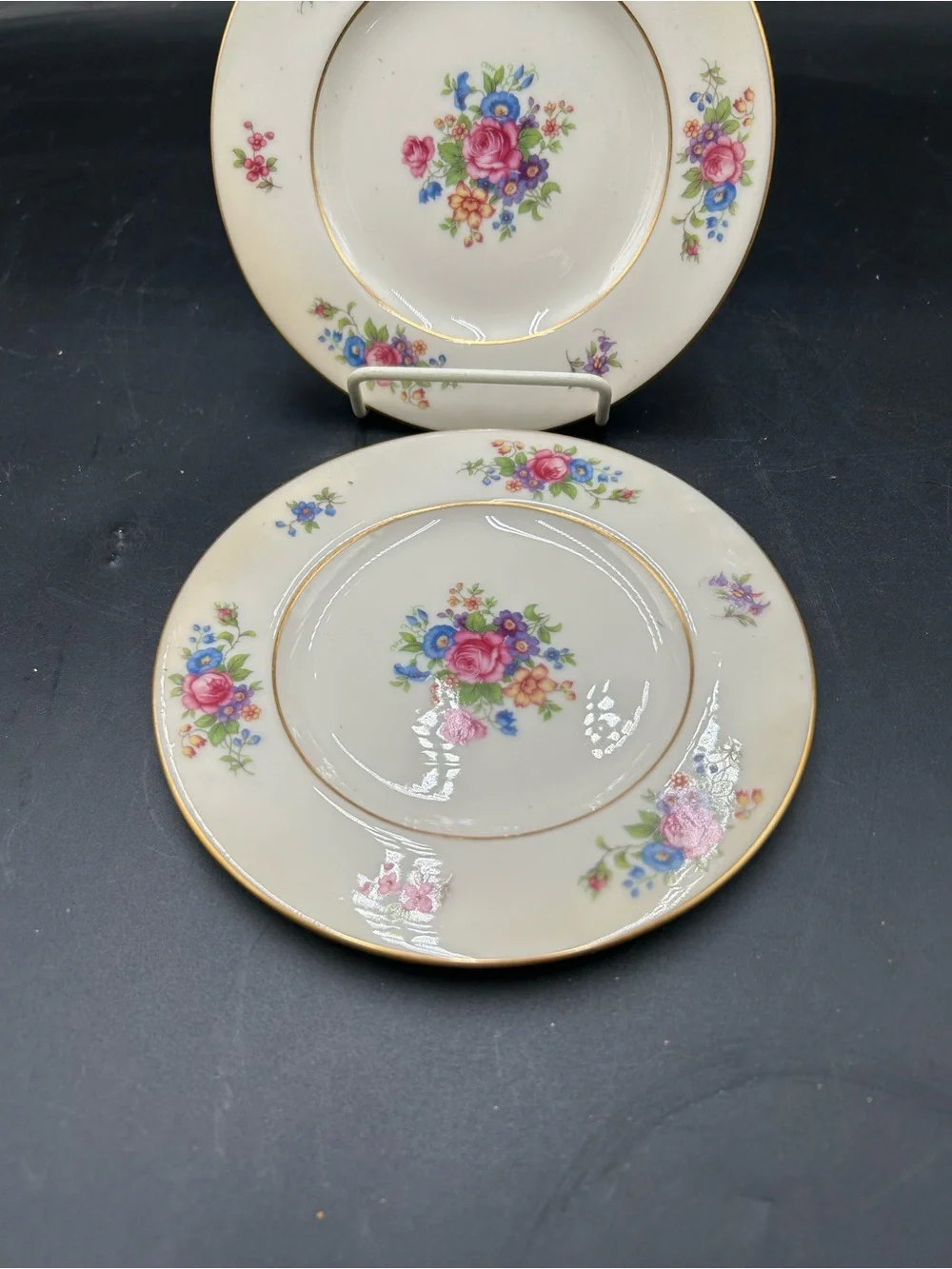 Lenox Rose Bone China bread and butter Plates with Pink Rose Floral Motif